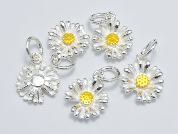 2pcs 925 Sterling Silver Charm-Enamel Daisy Charm, Flower Pendant-Metal Findings & Charms-BeadBeyond