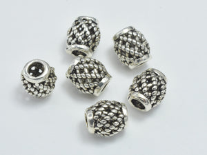 8pcs 925 Sterling Silver Beads-Antique Silver, Drum Beads-Metal Findings & Charms-BeadBeyond