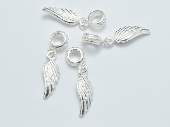 2pcs 925 Sterling Silver Charms, Connector, Angel Wings, 18x6mm-BeadBeyond