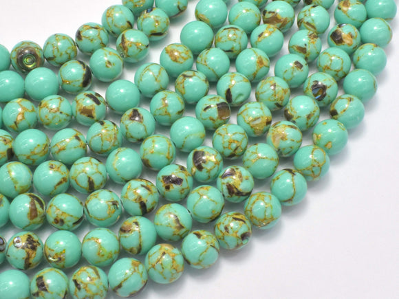 Shell Turquoise Howlite-Green, 6mm (6.5mm)-Gems: Round & Faceted-BeadBeyond