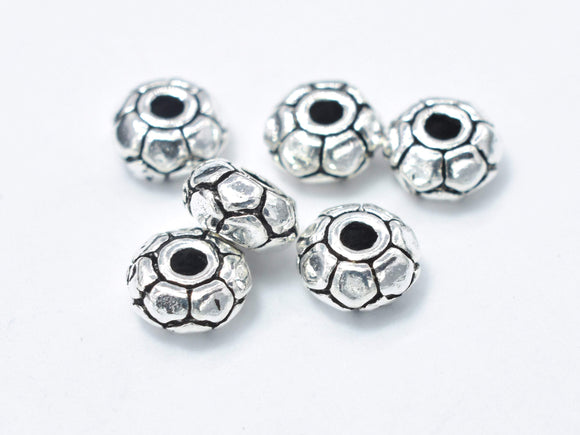 8pcs 925 Sterling Silver Beads-Antique Silver, 5mm Rondelle Beads, Spacer Beads, 5x2.4mm Hole 1.4mm-Metal Findings & Charms-BeadBeyond