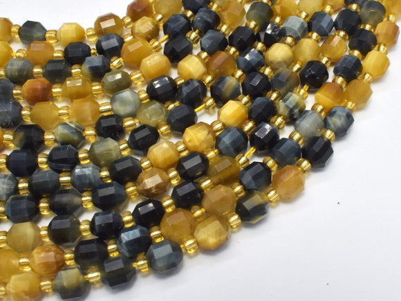 Golden Tiger Eye, Blue Tiger Eye, 6mm Faceted Prism Double Point Cut-Gems: Round & Faceted-BeadBeyond