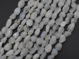 White Moonstone, 6x8mm Nugget Beads, 15.5 Inch-BeadBeyond