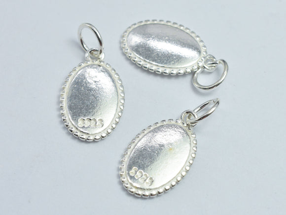 1pc 925 Sterling Silver Charm, Oval Charm, 9.5x15mm-BeadBeyond