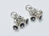 1pc 925 Sterling Silver Charm-Antique Silver, Bell Charm, Approx. 21x12mm, 6mm Bell-BeadBeyond