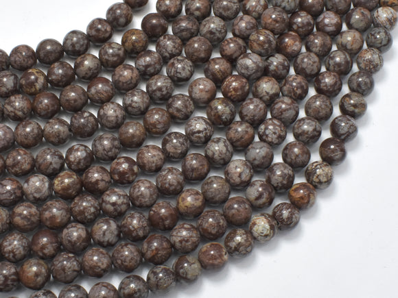 Brown Snowflake Obsidian Beads, Round, 6mm (6.5 mm)-BeadBeyond
