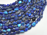 Mystic Coated Natural Lapis Lazuli, AB Coated, 6x8mm Nugget-Gems: Nugget,Chips,Drop-BeadBeyond