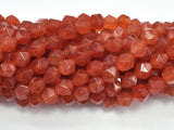 Jade - Orange Red, 8mm Faceted Star Cut Round, 15 Inch-BeadBeyond
