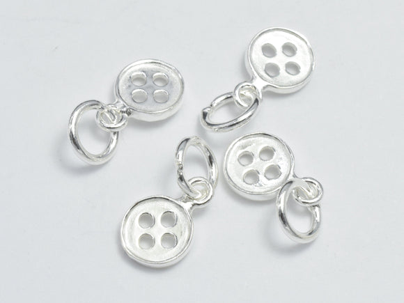 4pcs 925 Sterling Silver Charms, Button Charms, 6.8mm Coin-BeadBeyond