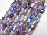 Mystic Coated Super Seven Beads, Cacoxenite Amethyst, AB Coated, 6x8mm Nugget-Gems: Nugget,Chips,Drop-BeadBeyond