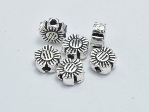 6pcs 925 Sterling Silver Beads-Antique Silver, 5mm Flower Beads-Metal Findings & Charms-BeadBeyond