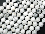 White Howlite Beads, 8mm Star Cut Faceted Round, 14.5 Inch-Gems: Round & Faceted-BeadBeyond