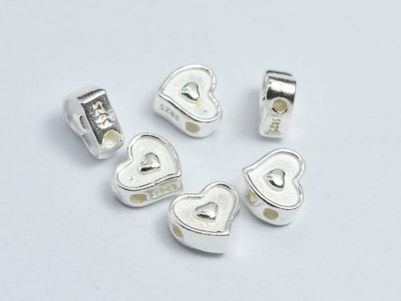 4pcs 925 Sterling Silver Heart Beads, 6x5.5mm-BeadBeyond