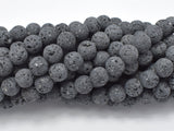 Unwaxed Black Gray Lava, 6mm (6.5mm) Round-Gems: Round & Faceted-BeadBeyond