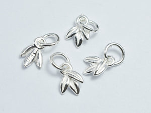 4pcs 925 Sterling Silver Leaf Charms, 6x9mm-BeadBeyond