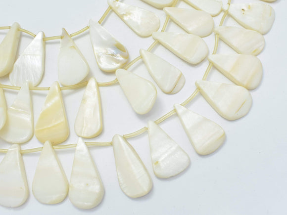 Mother of Pearl, Creamy White Shell, Top Drilled Flat Teardrop, Approx. 15x28mm-Pearls & Glass-BeadBeyond