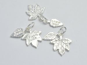 1set 925 Sterling Silver Charm, Maple Leaf Charm, Maple Leaf 13x14mm, Small Leaf 5.5x12.5mm-BeadBeyond