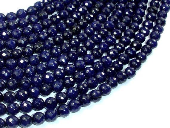 Dark Blue Jade Beads, 6mm Faceted Round Beads-Gems: Round & Faceted-BeadBeyond