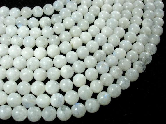 White Moonstone Beads, 6.5mm(6.8mm) Round Beads-Gems: Round & Faceted-BeadBeyond