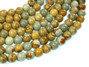 Wild Horse Picture Jasper, Owyhee Picture Jasper, 8 mm Round Beads-Gems: Round & Faceted-BeadBeyond