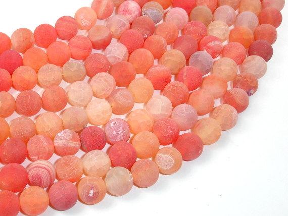 Frosted Matte Agate Beads, Orange, 10mm Round Beads-Agate: Round & Faceted-BeadBeyond