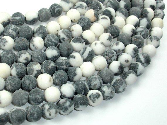 Matte Zebra Jasper Beads, 8mm, Round Beads-Gems: Round & Faceted-BeadBeyond