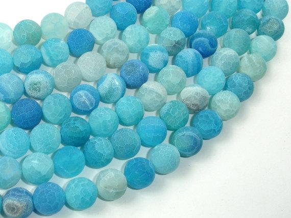 Frosted Matte Agate - Sea Blue, 10mm Round Beads-Agate: Round & Faceted-BeadBeyond