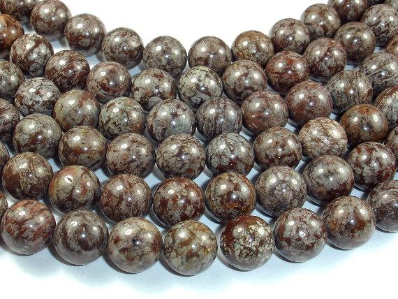 Brown Snowflake Obsidian Beads, 12mm Round Beads-Gems: Round & Faceted-BeadBeyond