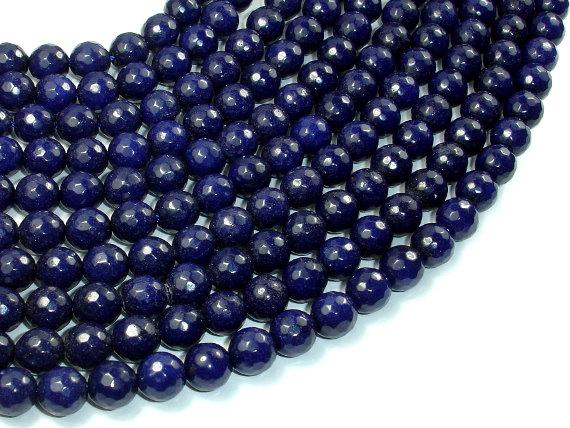 Dark Blue Jade Beads, 8mm Faceted Round Beads-Gems: Round & Faceted-BeadBeyond
