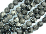 Black Fossil Jasper Beads, 14mm Round Beads, 15.5 Inch-Gems: Round & Faceted-BeadBeyond