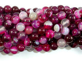 Banded Agate Beads, Fuchsia Agate, 8mm Round Beads-Agate: Round & Faceted-BeadBeyond