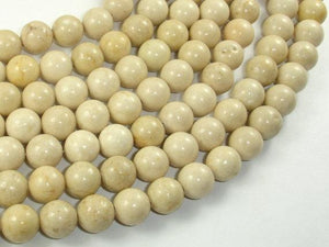 White Fossil Jasper Beads, 10mm (10.5mm) Round Beads-Gems: Round & Faceted-BeadBeyond