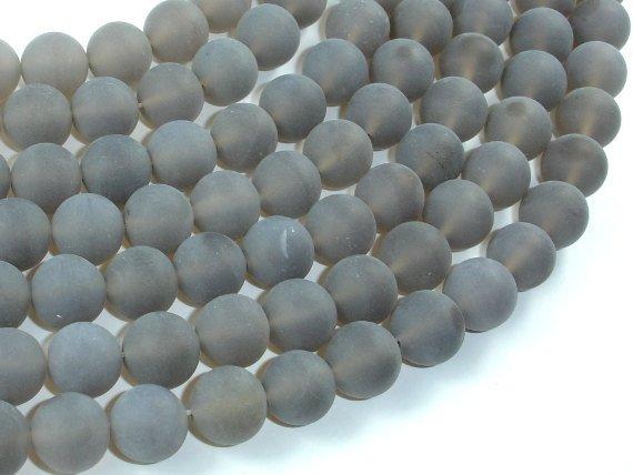 Matte Gray Agate Beads, 10mm Round Beads-Gems: Round & Faceted-BeadBeyond