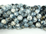 Dragon Vein Agate Beads, Gray & White, 8mm Faceted Round Beads-Agate: Round & Faceted-BeadBeyond