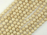 White Fossil Jasper Beads, 6mm (6.5mm) Round Beads-Gems: Round & Faceted-BeadBeyond