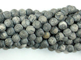 Matte Gray Picture Jasper Beads, 8mm, Round-Gems: Round & Faceted-BeadBeyond