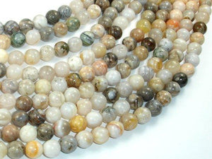 Bamboo Leaf Agate, 8mm (8.3 mm) Round Beads-Gems: Round & Faceted-BeadBeyond