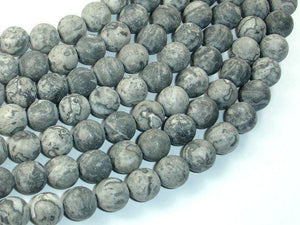 Matte Gray Picture Jasper Beads, 10mm Round Beads-Gems: Round & Faceted-BeadBeyond