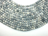 Matte Black Line/ Spider Web Jasper, Silk Stone, 8mm Round beads-Gems: Round & Faceted-BeadBeyond