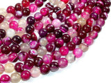 Banded Agate Beads, Fuchsia Agate, 8mm Round Beads-Agate: Round & Faceted-BeadBeyond