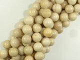 White Fossil Jasper Beads, 10mm (10.5mm) Round Beads-Gems: Round & Faceted-BeadBeyond