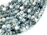Dragon Vein Agate Beads, Gray & White, 8mm Faceted Round Beads-Agate: Round & Faceted-BeadBeyond
