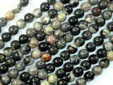 Black Silver Leaf Jasper, 6mm (6.5mm) Round Beads-Gems: Round & Faceted-BeadBeyond