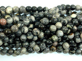 Black Silver Leaf Jasper, 6mm (6.5mm) Round Beads-Gems: Round & Faceted-BeadBeyond