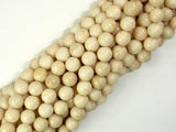 White Fossil Jasper Beads, 6mm (6.5mm) Round Beads-Gems: Round & Faceted-BeadBeyond