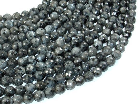Black Labradorite, Larvikite, 6mm Faceted Round Beads, 14 Inch-Gems: Round & Faceted-BeadBeyond