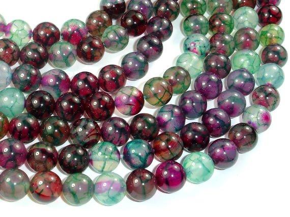 Dragon Vein Agate Beads, Green & Fuchsia, 10mm Round-Agate: Round & Faceted-BeadBeyond