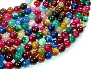 Banded Agate Beads, Striped Agate, Multi Colored, 8mm Round Beads-Agate: Round & Faceted-BeadBeyond