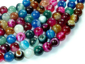 Banded Agate Beads, Striped Agate, Multi Colored, 10mm Round Beads-Agate: Round & Faceted-BeadBeyond