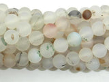 Frosted Matte Agate-White, Gray, 8mm Round Beads-Agate: Round & Faceted-BeadBeyond